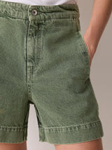 Finton Denim Seam Detail Short | Washed Green