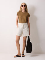 Finton Denim Seam Detail Short | Ecru