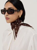 Tulip Block Narrow Silk Scarf | Oxblood