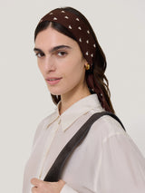 Tulip Block Narrow Silk Scarf | Oxblood