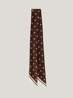 Tulip Block Narrow Silk Scarf | Oxblood