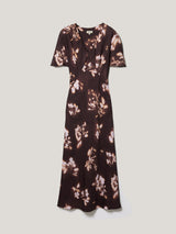 Spray Floral Satin Bias Dress | Purple
