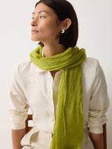 Crinkle Cotton Woven Scarf | Green