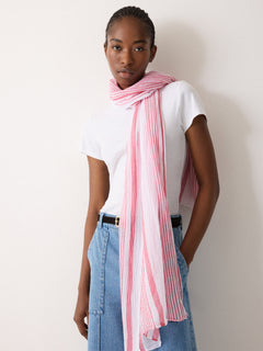 Striped Cotton Woven Scarf | Red