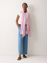 Striped Cotton Woven Scarf | Red