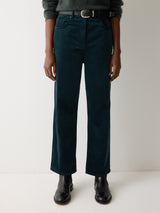 Delmont Velvet Tapered Jean | Green