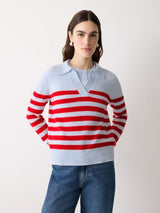 Wool Cashmere Stripe Jumper | Blue