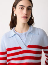 Wool Cashmere Stripe Jumper | Blue