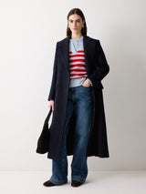 Wool Cashmere Stripe Jumper | Blue