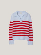 Wool Cashmere Stripe Jumper | Blue