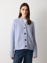 Chunky V Neck A Line Cardigan | Blue
