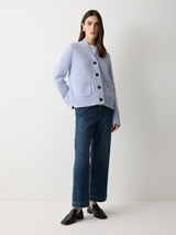 Chunky V Neck A Line Cardigan | Blue