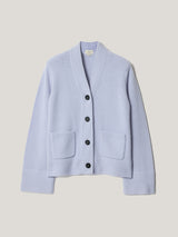 Chunky V Neck A Line Cardigan | Blue