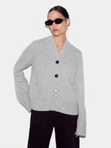 Chunky V Neck A Line Cardigan | Grey