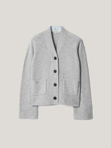 Chunky V Neck A Line Cardigan | Grey