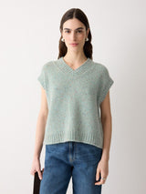 Boxy V Neck Speckled Tank | Green