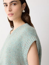 Boxy V Neck Speckled Tank | Green