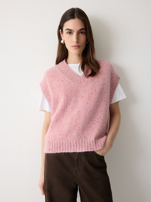 Boxy V Neck Speckled Tank Boxy V Neck Speckled Tank | Pink