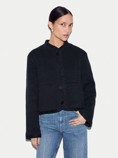 Satin Lined Knitted Jacket | Navy