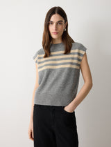 Wool Cashmere Stripe Tank | Grey