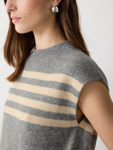 Wool Cashmere Stripe Tank | Grey