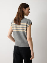 Wool Cashmere Stripe Tank | Grey