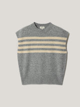 Wool Cashmere Stripe Tank | Grey