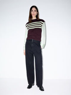Wool Cashmere Stripe Tank | Purple