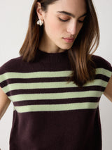 Wool Cashmere Stripe Tank | Purple