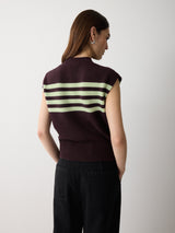 Wool Cashmere Stripe Tank | Purple