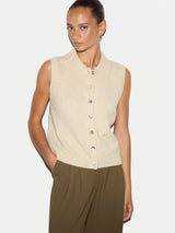 Wool Cashmere Blend Collar Waistcoat | Cream