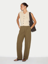 Wool Cashmere Blend Collar Waistcoat | Cream