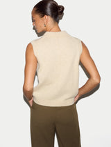 Wool Cashmere Blend Collar Waistcoat | Cream