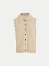 Wool Cashmere Blend Collar Waistcoat | Cream