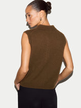 Wool Cashmere Blend Collar Waistcoat | Khaki
