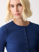 Button Through Baby Tee Cardigan | Blue