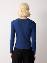 Button Through Baby Tee Cardigan | Blue
