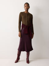 Button Through Baby Tee Cardigan | Brown