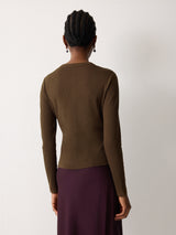 Button Through Baby Tee Cardigan | Brown