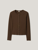 Button Through Baby Tee Cardigan | Brown