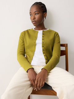 Button Through Baby Tee Cardigan | Green