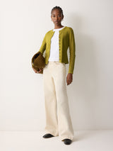 Button Through Baby Tee Cardigan | Green