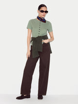 Fine Rib Baby Button T-shirt | Green