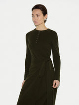 Merino Cashmere Tie Dress | Khaki