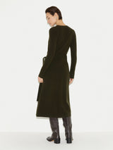 Merino Cashmere Tie Dress | Khaki
