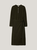 Merino Cashmere Tie Dress | Khaki