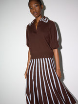 Merino Stripe Flare Skirt | Brown