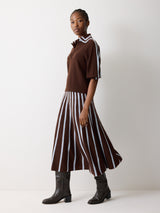 Merino Stripe Flare Skirt | Brown