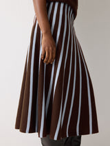 Merino Stripe Flare Skirt | Brown