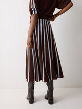 Merino Stripe Flare Skirt | Brown